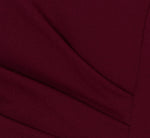 High Low Crepe Halter Gown With Organza Draping In Cabernet 6