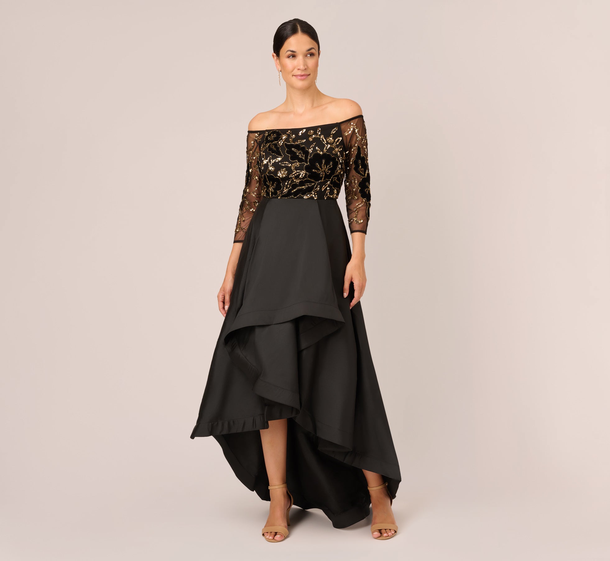 Elegant A Line V Neck Backless Beaded Top Black Long Prom Dresses, V N –  Shiny Party