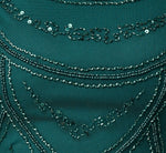 Deco Beaded Cocktail Dress With Sheer Cap Sleeves In Gem Green 6