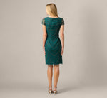 Deco Beaded Cocktail Dress With Sheer Cap Sleeves In Gem Green 5