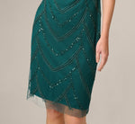 Deco Beaded Cocktail Dress With Sheer Cap Sleeves In Gem Green 4