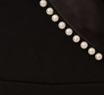 Sleeveless Crepe Tuxedo Jumpsuit With Pearl Trim In Black 6