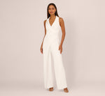 Sleeveless Crepe Tuxedo Jumpsuit With Pearl Trim In Ivory 2