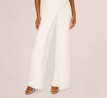 Sleeveless Crepe Tuxedo Jumpsuit With Pearl Trim In Ivory 3