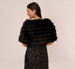 Faux Fur Wrap With Stone Brooch In Black 5