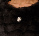 Faux Fur Wrap With Stone Brooch In Black 3