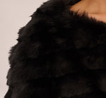 Faux Fur Wrap With Stone Brooch In Black 4