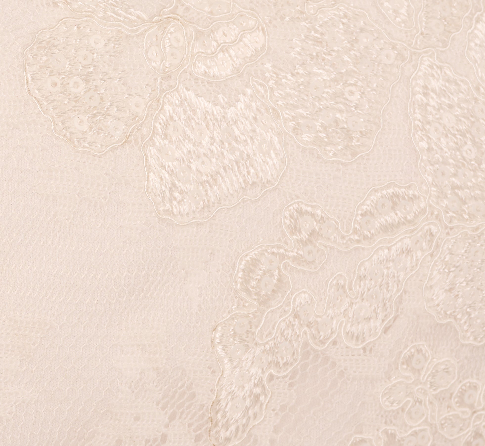 Sleeveless Floral Lace Dress With Feather Trim In Ivory 1