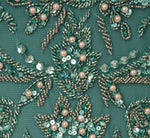 Beaded Mermaid Gown With Sheer Petal Sleeves In Green Slate 6