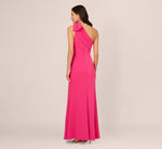 Stretch Crepe One Shoulder Mermaid Gown With Bow Accent In Hot Pink 6