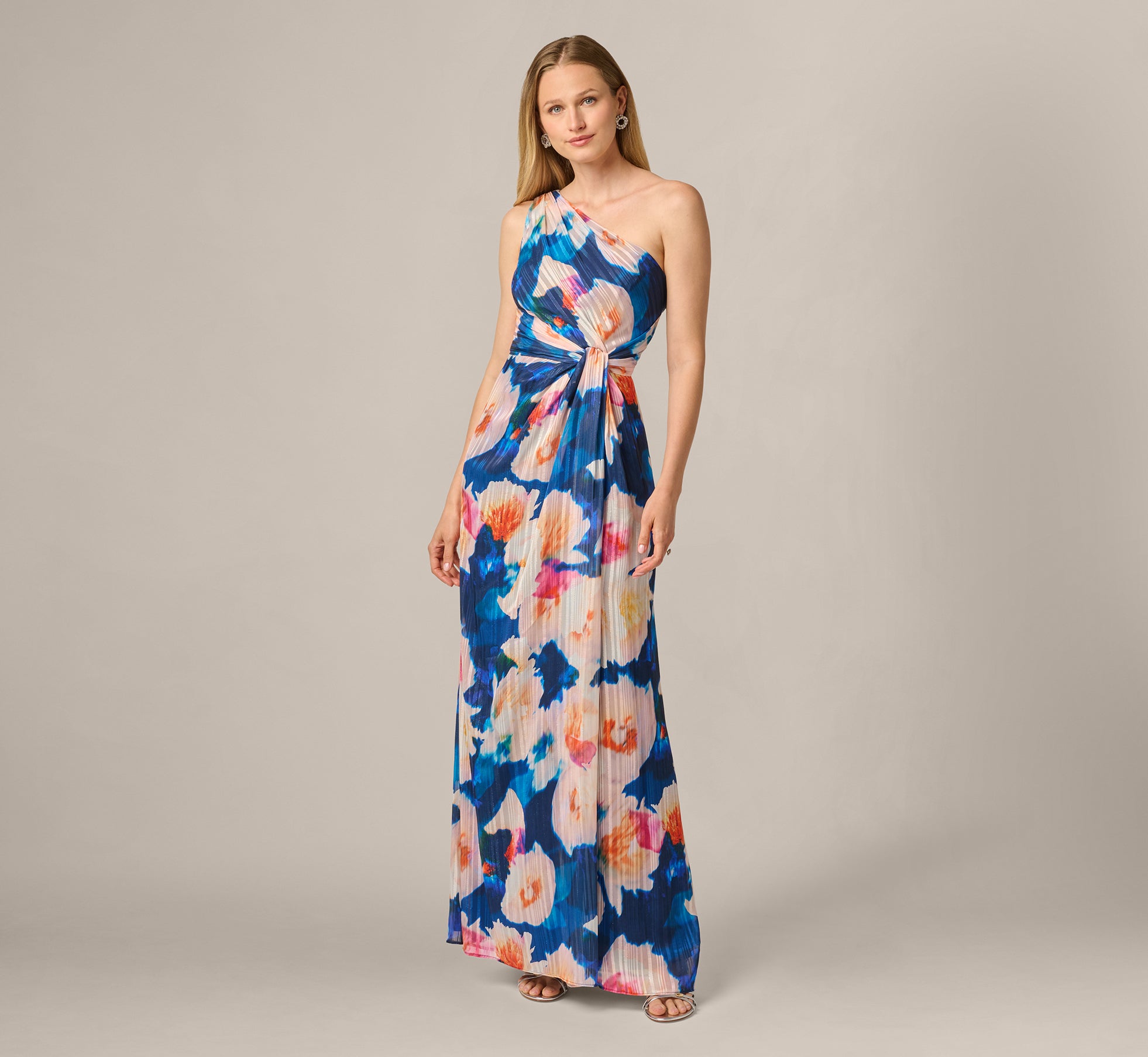 Adrianna Papell Women's One Shoulder Chiffon Gown Adrianna Papell Women's One Shoulder Chiffon Gown