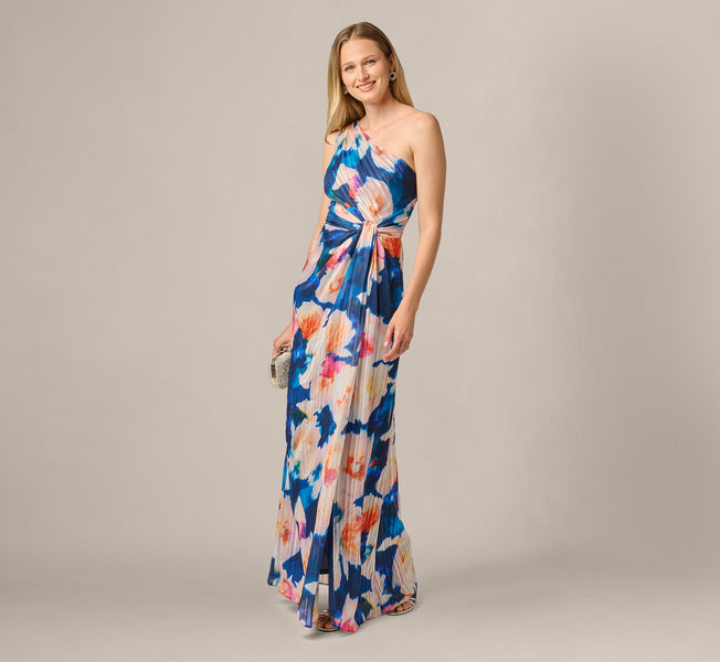 Adrianna Papell One Shoulder Chiffon Gown
