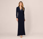 Tuxedo Mermaid Gown With Long Sleeves In Midnight 3