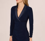 Tuxedo Mermaid Gown With Long Sleeves In Midnight 4