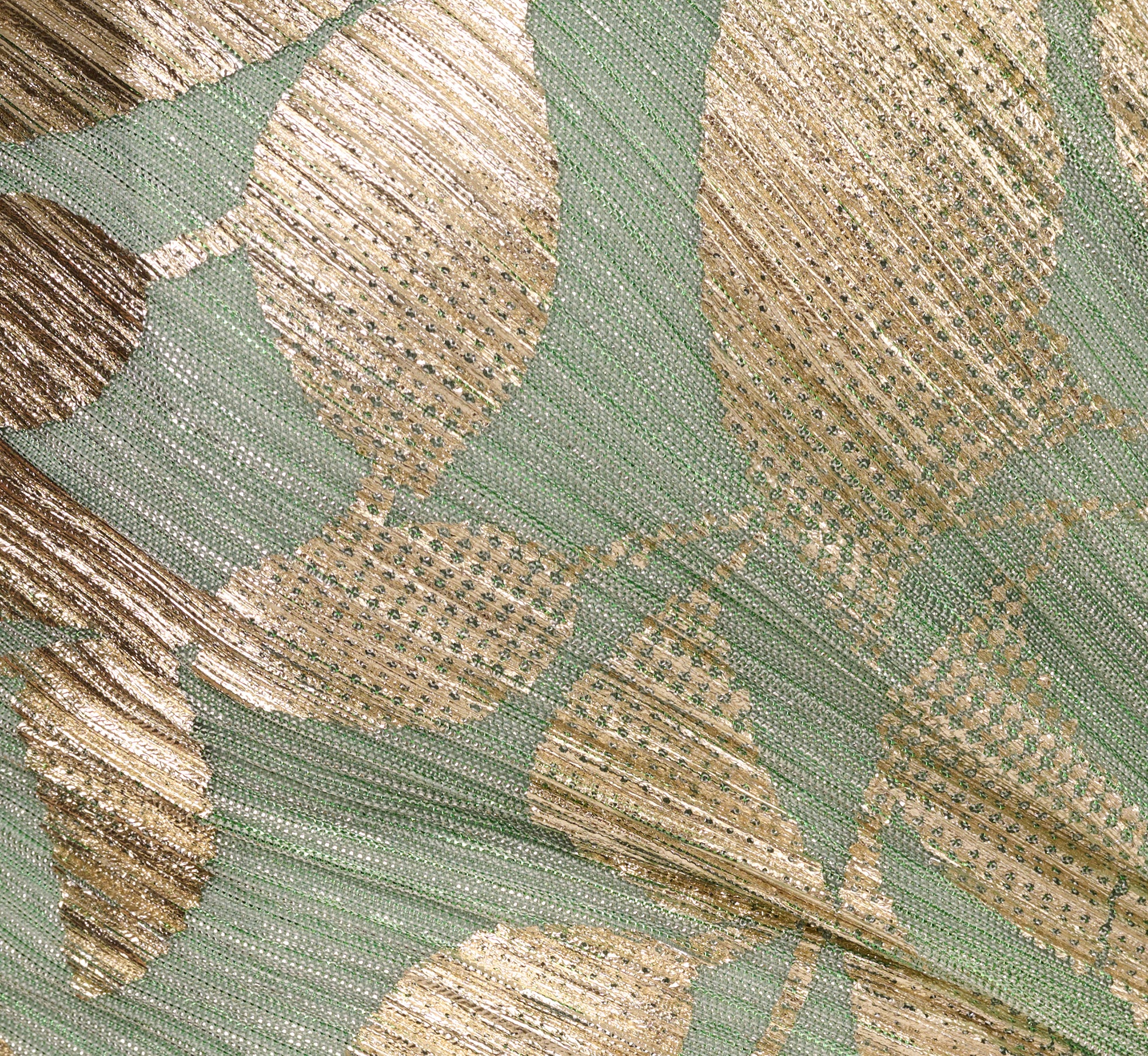 Light Green Foil Printed Asymmetric Gown With Ruffled Detail - Adrianna Papell Light Green Foil Printed Asymmetric Gown With Ruffled Detail - Adrianna Papell