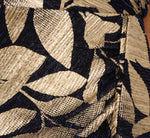 Foil Printed Asymmetric Gown With Ruffled Detail In Navy Gold 7