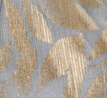 Plus Size Foil Leaf Short Sleeve Gown With Draped Details In Light Blue Gold 7