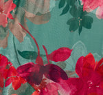 Floral Printed Halter Mermaid Gown With Ruffle Details In Turquoise Multi 7