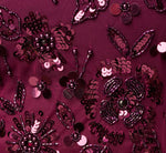 Petite Floral Beaded Ankle Length Gown In Bordeaux 6