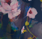 Floral Printed High Low Organza Halter Dress In Navy Multi 2