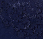 Ruffle Off The Shoulder Floral Lace Gown In Light Navy 6