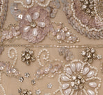 3D Floral Beaded Mermaid Gown With Sheer Short Sleeves In Biscotti 2