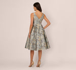 Tea Length Jacquard Dress With Sleeveless Bodic In Slate 5