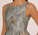 Tea Length Jacquard Dress With Sleeveless Bodic In Slate 3