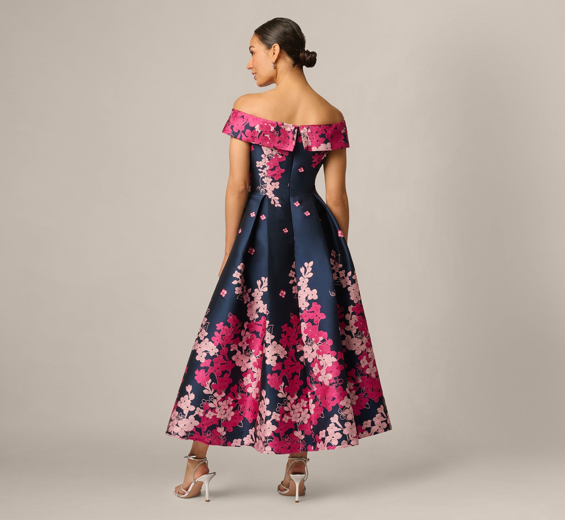 navy blue and pink dress Saylor Stripe | Feminine Modest Midi Dress for Women a limited Navy Blue Pink Dress -