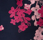 Floral Jacquard Ankle Length Dress With Off The Shoulder Neckline In Navy Pink Multi 6