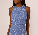 Sleeveless Blouson Mermaid Gown With Jasmine Beading In French Blue 4