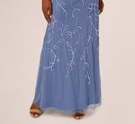 Sleeveless Blouson Mermaid Gown With Jasmine Beading In French Blue 5