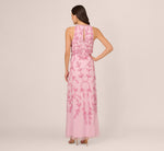 Sleeveless Blouson Mermaid Gown With Jasmine Beading In Pink Lace 5