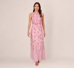 Sleeveless Blouson Mermaid Gown With Jasmine Beading In Pink Lace 2
