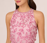 Sleeveless Blouson Mermaid Gown With Jasmine Beading In Pink Lace 3
