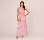Sleeveless Blouson Mermaid Gown With Jasmine Beading In Pink Lace 1