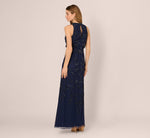 Sleeveless Blouson Mermaid Gown With Jasmine Beading In Light Navy 5