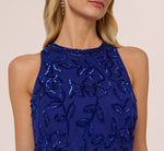 Sleeveless Blouson Mermaid Gown With Jasmine Beading In Dark Blue Violet 3