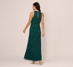Sleeveless Blouson Mermaid Gown With Jasmine Beading In Gem Green 5