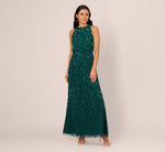 Sleeveless Blouson Mermaid Gown With Jasmine Beading In Gem Green 2