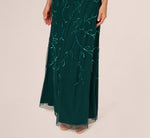 Sleeveless Blouson Mermaid Gown With Jasmine Beading In Gem Green 4