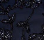Plus Size Jasmine Beaded Blouson Gown With Sheer Short Sleeves In Navy Black 6