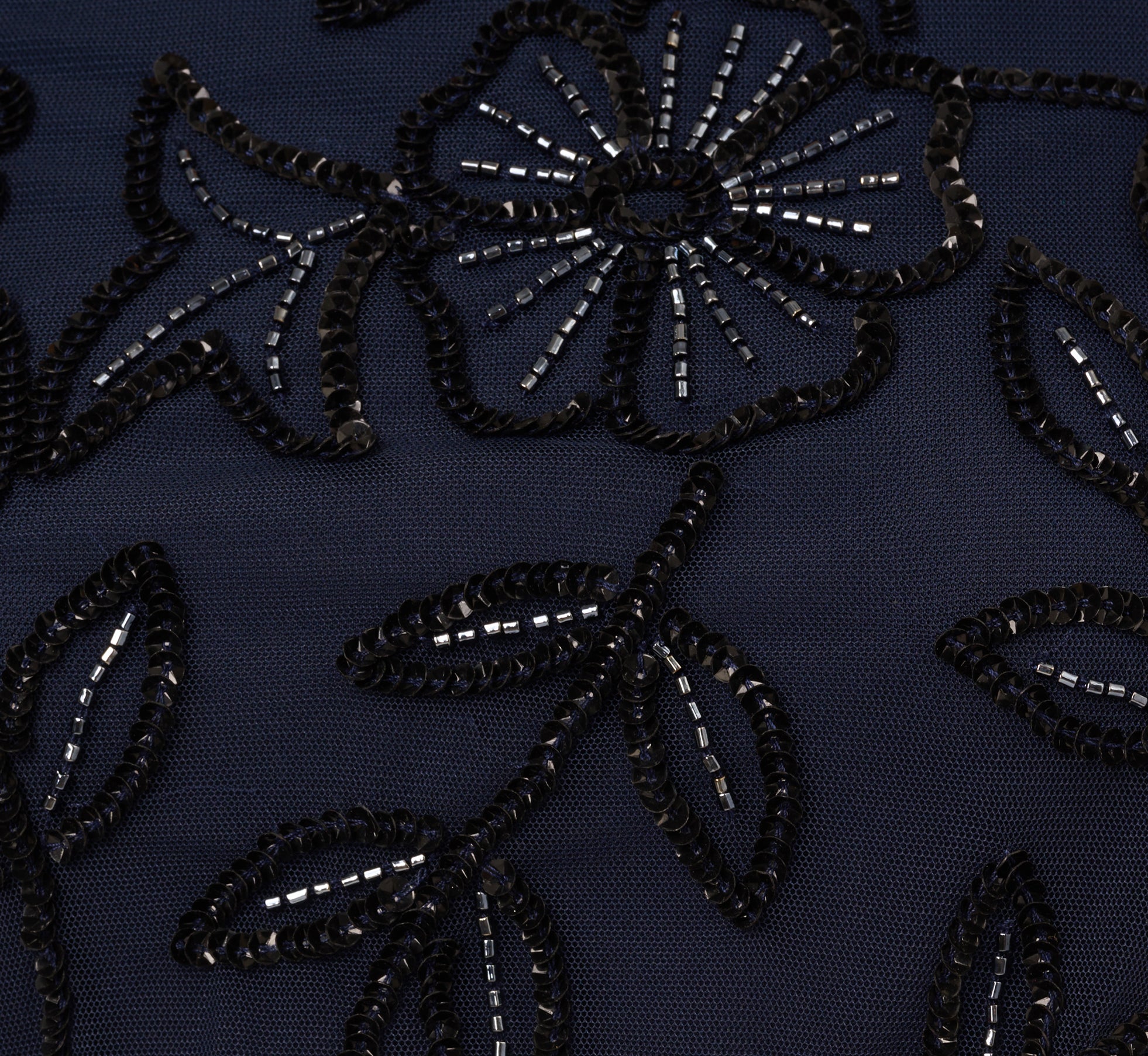 Navy Jasmine Beaded Blouson Gown With Sheer Short Sleeves - Adrianna Papell Navy Jasmine Beaded Blouson Gown With Sheer Short Sleeves - Adrianna Papell