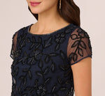 Jasmine Beaded Blouson Gown With Sheer Short Sleeves In Navy Black 2