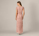 Jasmine Beaded Blouson Gown With Sheer Short Sleeves In Mauve 5