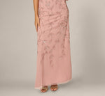 Jasmine Beaded Blouson Gown With Sheer Short Sleeves In Mauve 4
