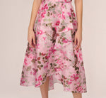 Floral Print Organza Midi Dress With One Shoulder Neckline In Pink Multi 3