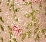 Floral Beaded Mermaid Gown With Flutter Cap Sleeves In Light Champagne 6