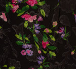 Floral Tiered Chiffon Gown With Flutter Sleeves In Black Multi 6