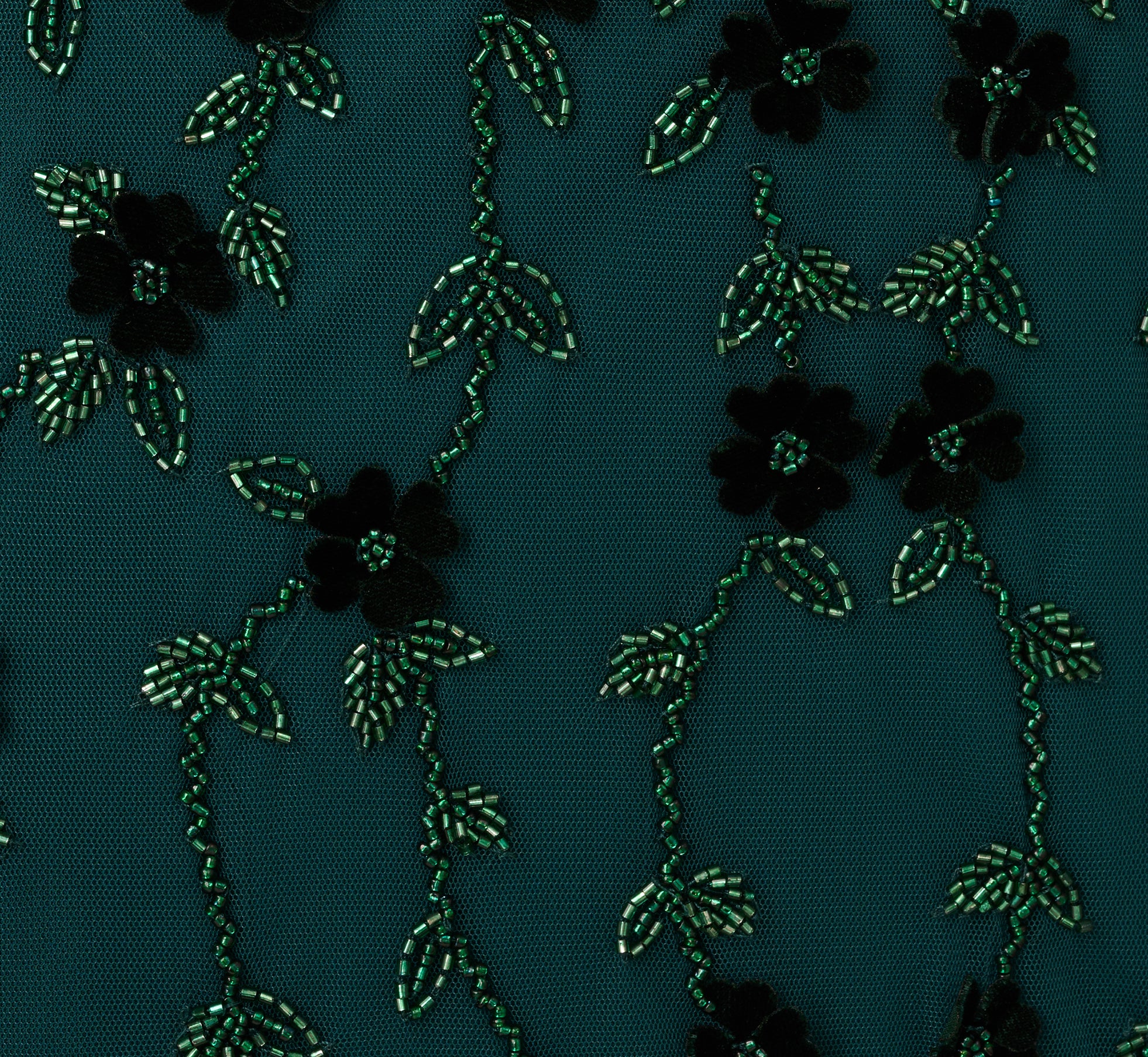 Gem Green Velvet Floral Beaded Gown With Sheer Tank Straps - Adrianna Papell Gem Green Velvet Floral Beaded Gown With Sheer Tank Straps - Adrianna Papell